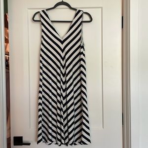 Loft swing dress. Diagonal black and white stripes. Excellent condition.